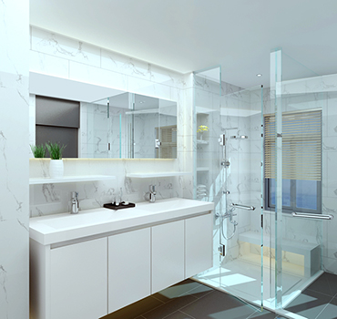 Diseño de vanidad de baño blanco personalizado
