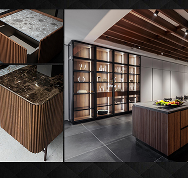 Diseño de gabinete de cocina de chapa de madera personalizada