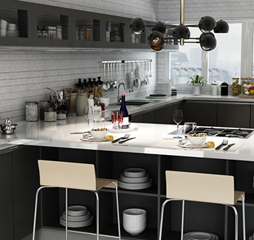 Diseño personalizado de gabinetes de cocina Black Shaker