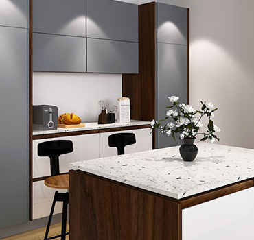 Diseño de gabinetes de cocina personalizados de chocolate y marrón oscuro