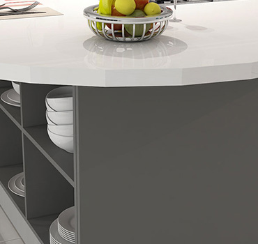 Diseño de gabinetes de cocina con brillo gris personalizado