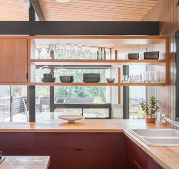 Diseño de armarios de cocina de madera rojo oscuro personalizado