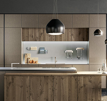 Diseño de armarios de cocina gris cálido personalizado